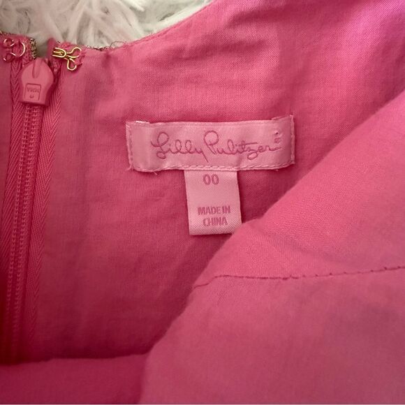 Lily Pulitzer Janice Shift Dress in Pink with Gold Detail Size 00 - Picture 7 of 8